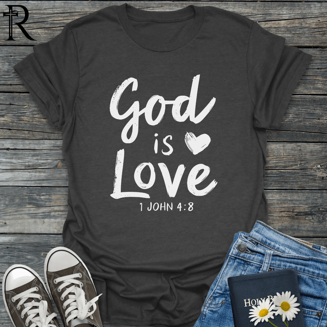 God is Love - Typography Chalk Heart - T-Shirt