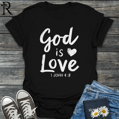 God is Love - Typography Chalk Heart - T-Shirt