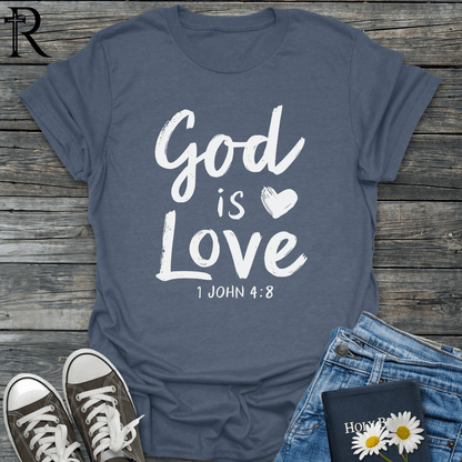 God is Love - Typography Chalk Heart - T-Shirt