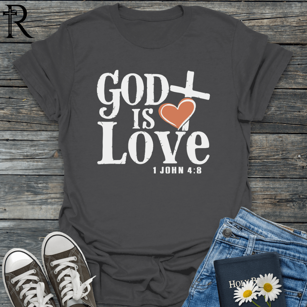 God is Love - Distressed Heart Cross - T-Shirt