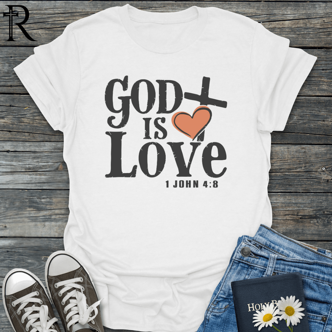 God is Love - Distressed Heart Cross - T-Shirt