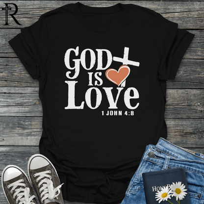 God is Love - Distressed Heart Cross - T-Shirt