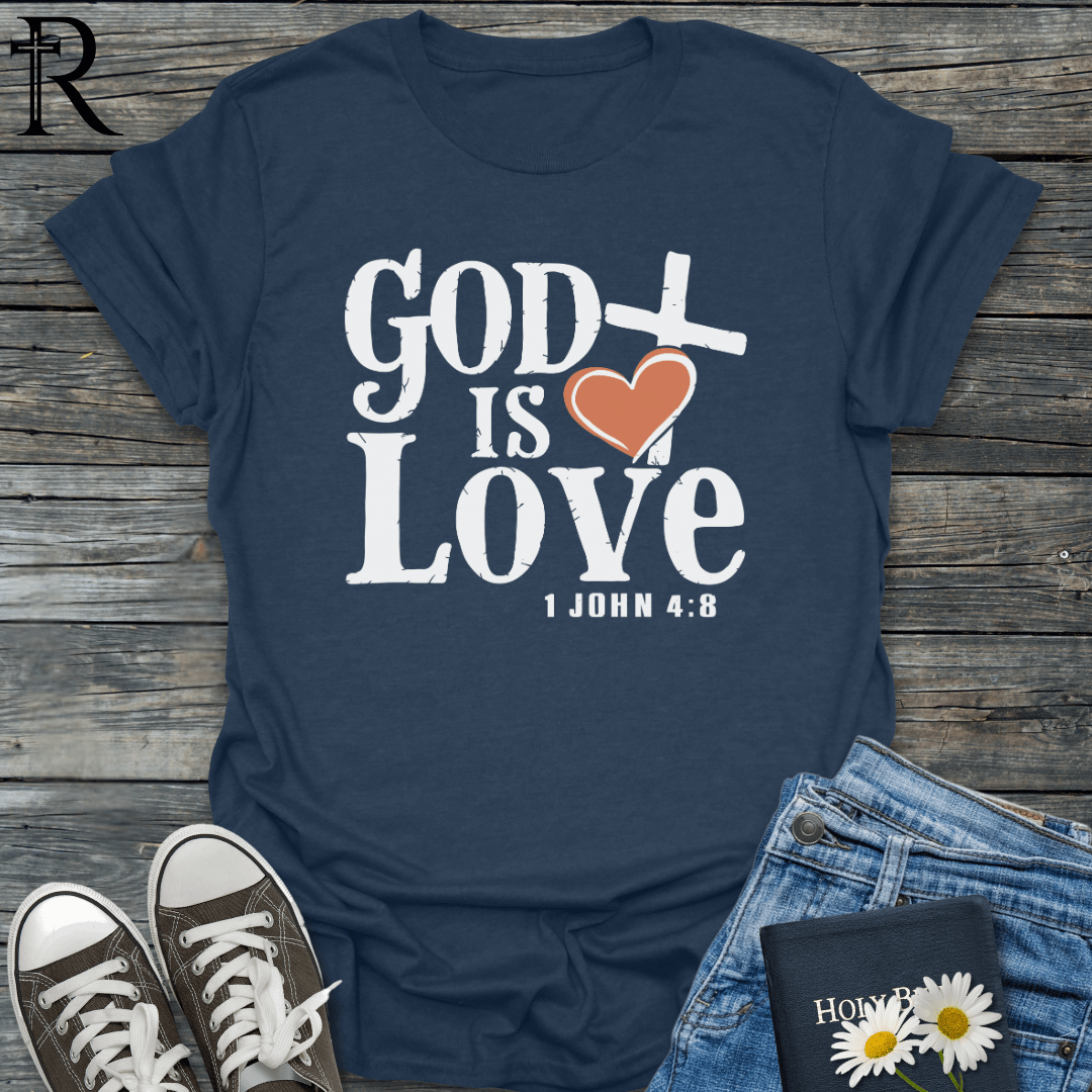 God is Love - Distressed Heart Cross - T-Shirt