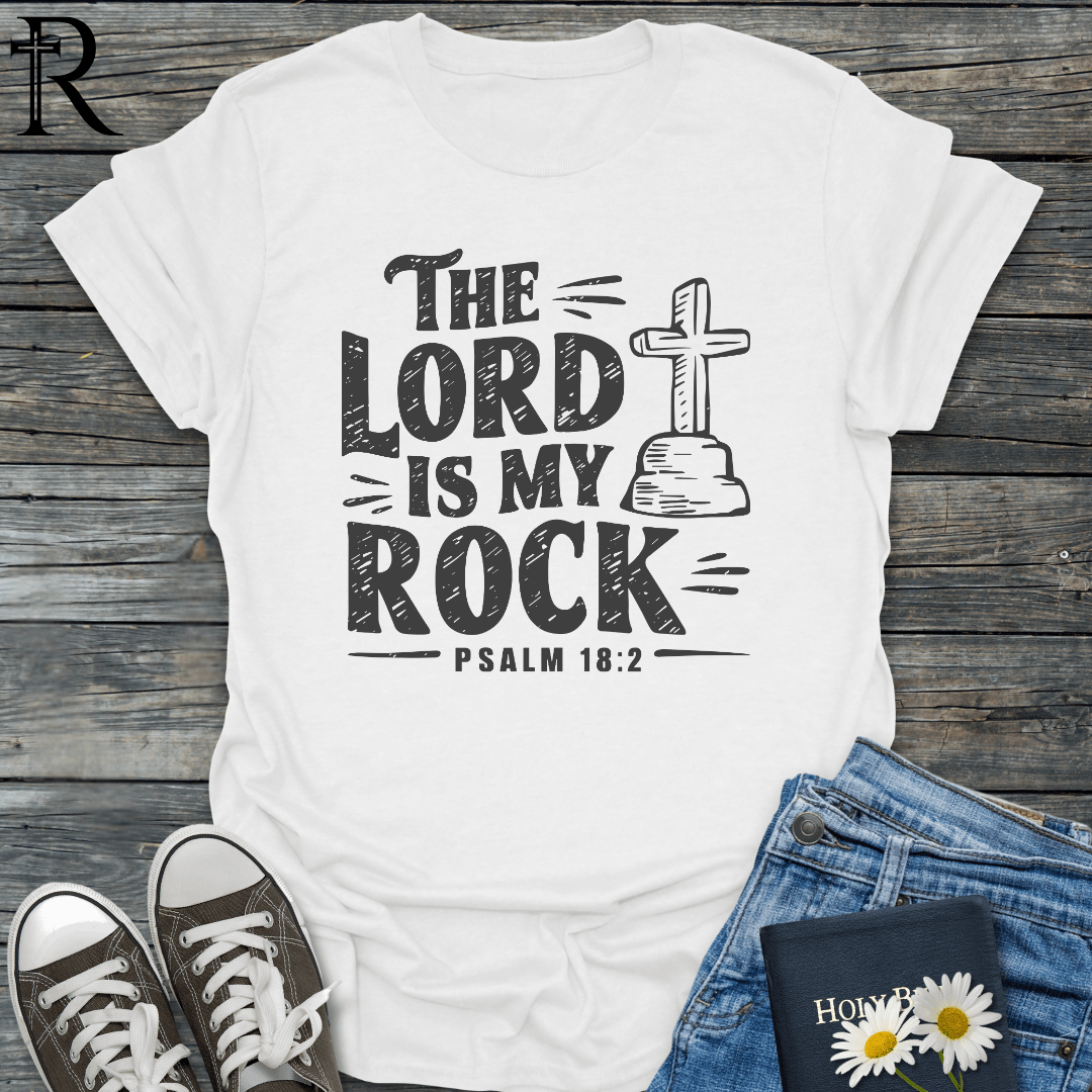 The Lord is My Rock - Stone Carved Cross - T-Shirt