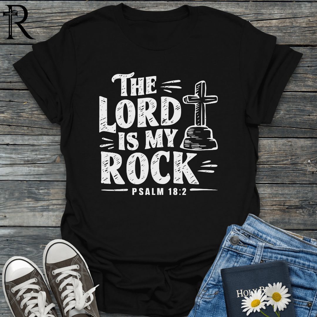 The Lord is My Rock - Stone Carved Cross - T-Shirt