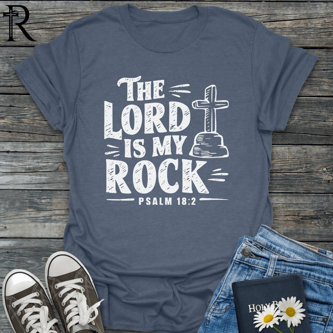 The Lord is My Rock - Stone Carved Cross - T-Shirt