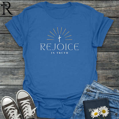 Rejoice In Truth - Cross w Sunburst - T-Shirt