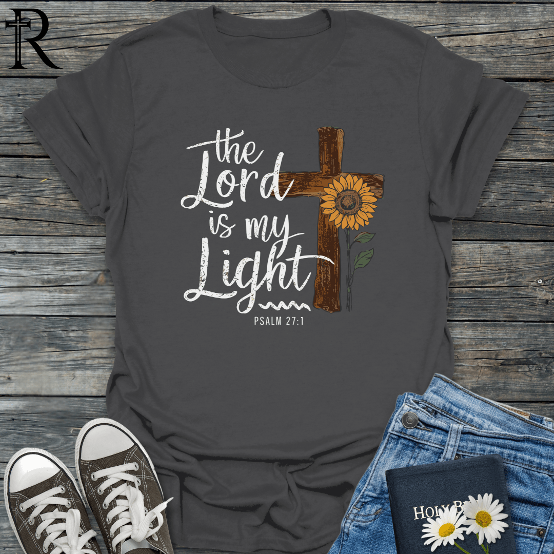 The Lord is My Light - Script Cross Sunflower - T-Shirt