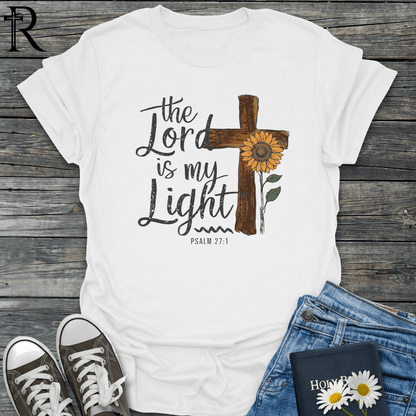 The Lord is My Light - Script Cross Sunflower - T-Shirt