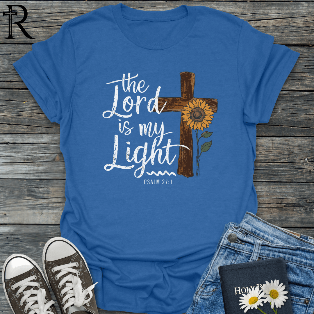 The Lord is My Light - Script Cross Sunflower - T-Shirt