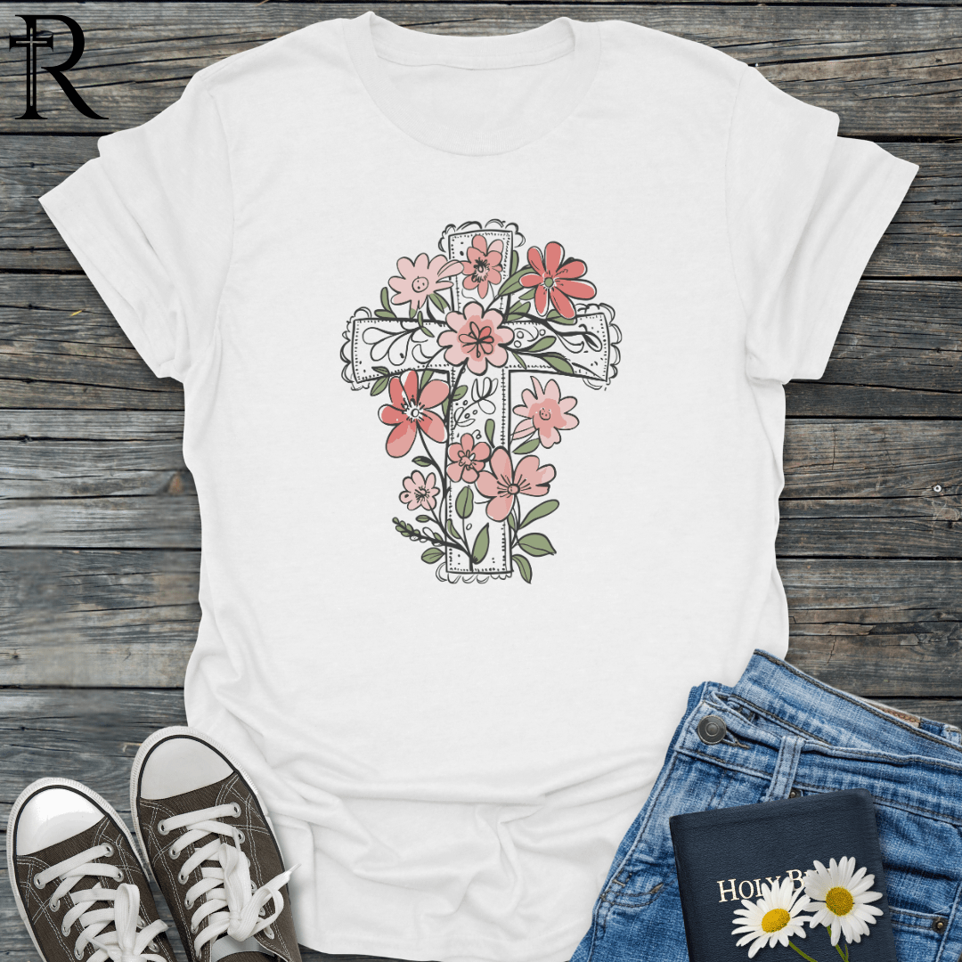 Floral Cross Playful - Muted Pencil - T-Shirt