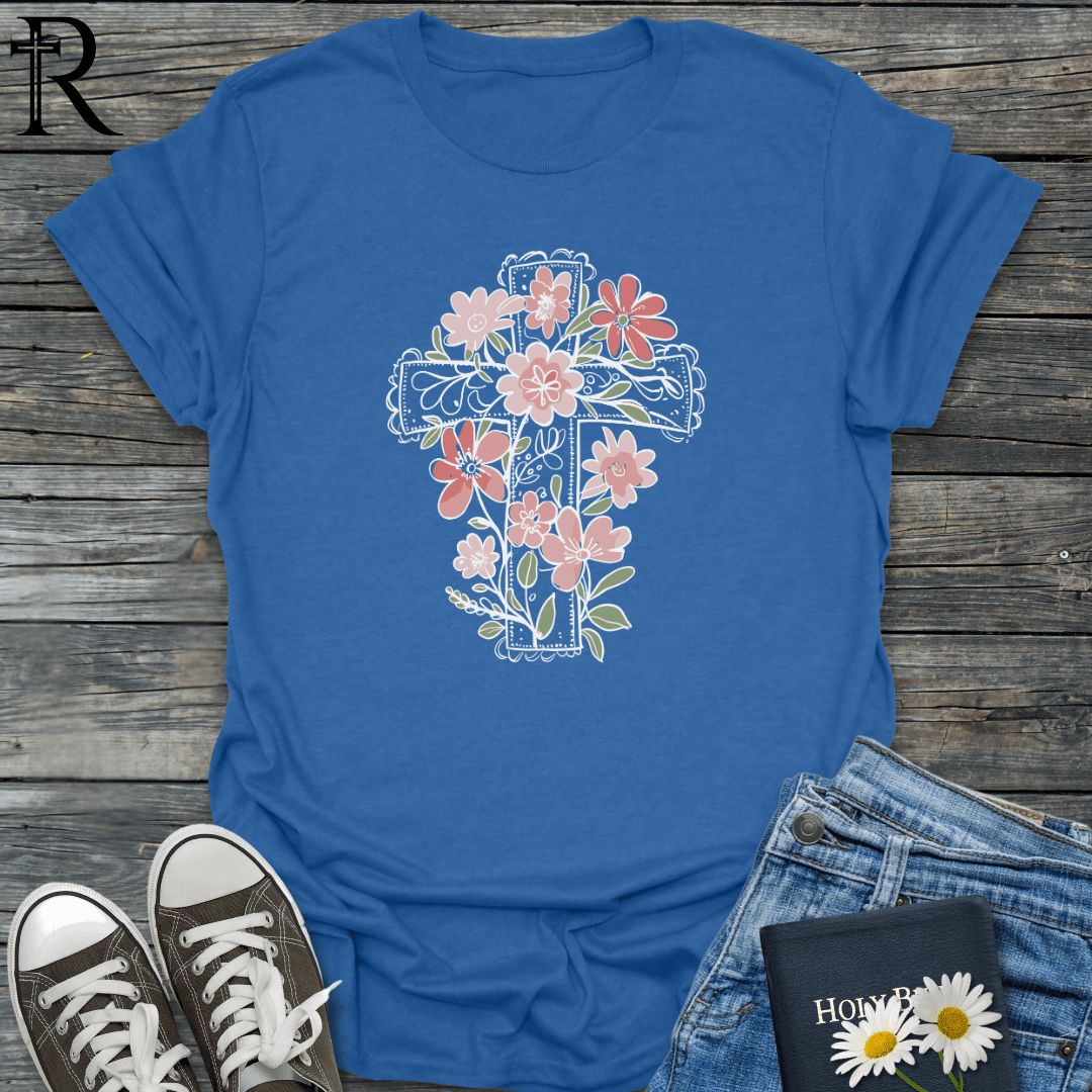 Floral Cross Playful - Muted Pencil - T-Shirt