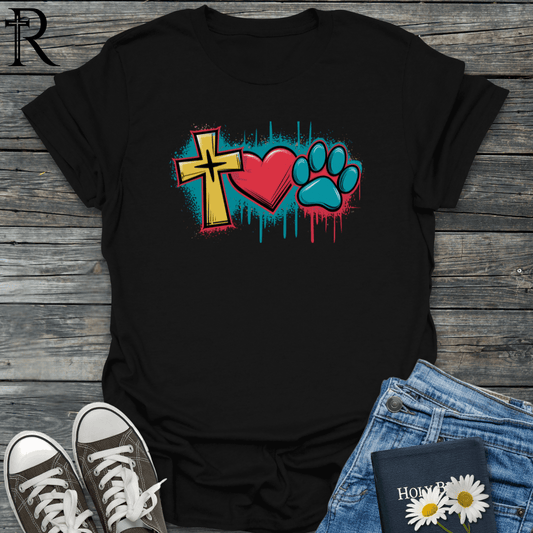 Cross Heart Paw - Graffiti - T-Shirt