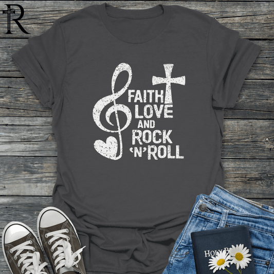 Faith Love and Rock'n'Roll - Distressed - T-Shirt