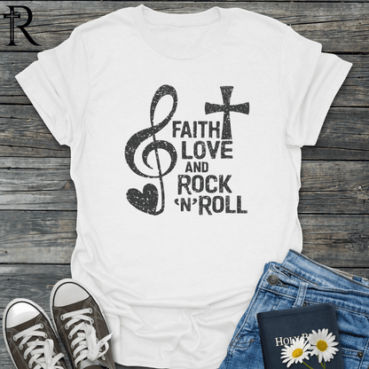 Faith Love and Rock'n'Roll - Distressed - T-Shirt