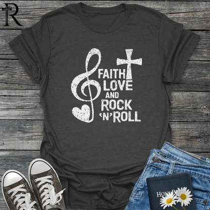 Faith Love and Rock'n'Roll - Distressed - T-Shirt