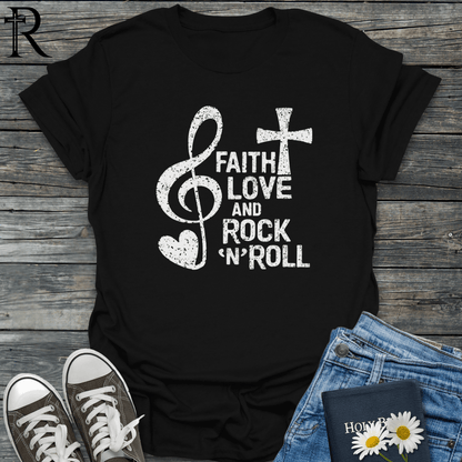 Faith Love and Rock'n'Roll - Distressed - T-Shirt