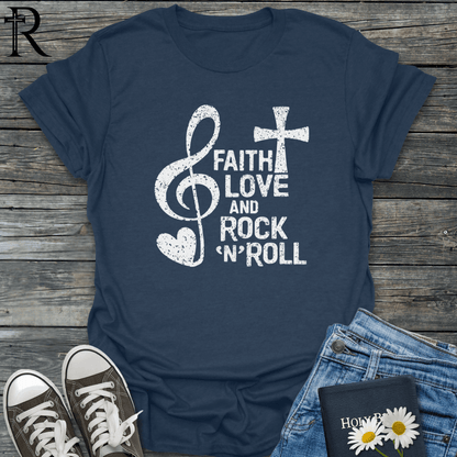 Faith Love and Rock'n'Roll - Distressed - T-Shirt