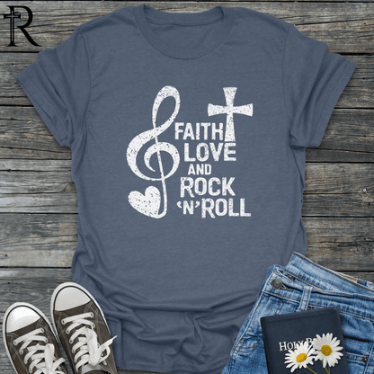 Faith Love and Rock'n'Roll - Distressed - T-Shirt