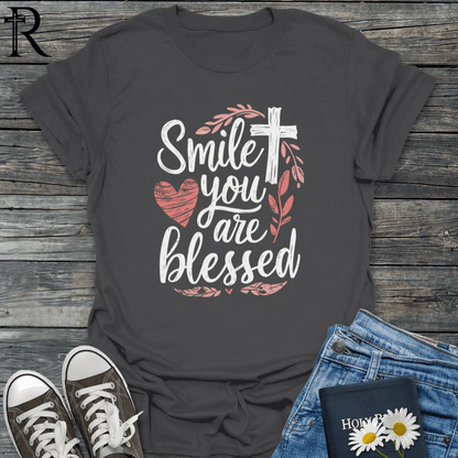 Smile You Are Blessed - Typography - T-Shirt