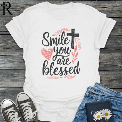 Smile You Are Blessed - Typography - T-Shirt