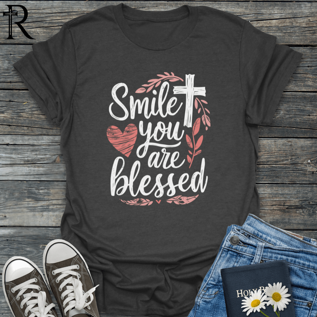 Smile You Are Blessed - Typography - T-Shirt