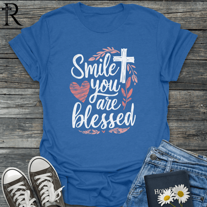 Smile You Are Blessed - Typography - T-Shirt