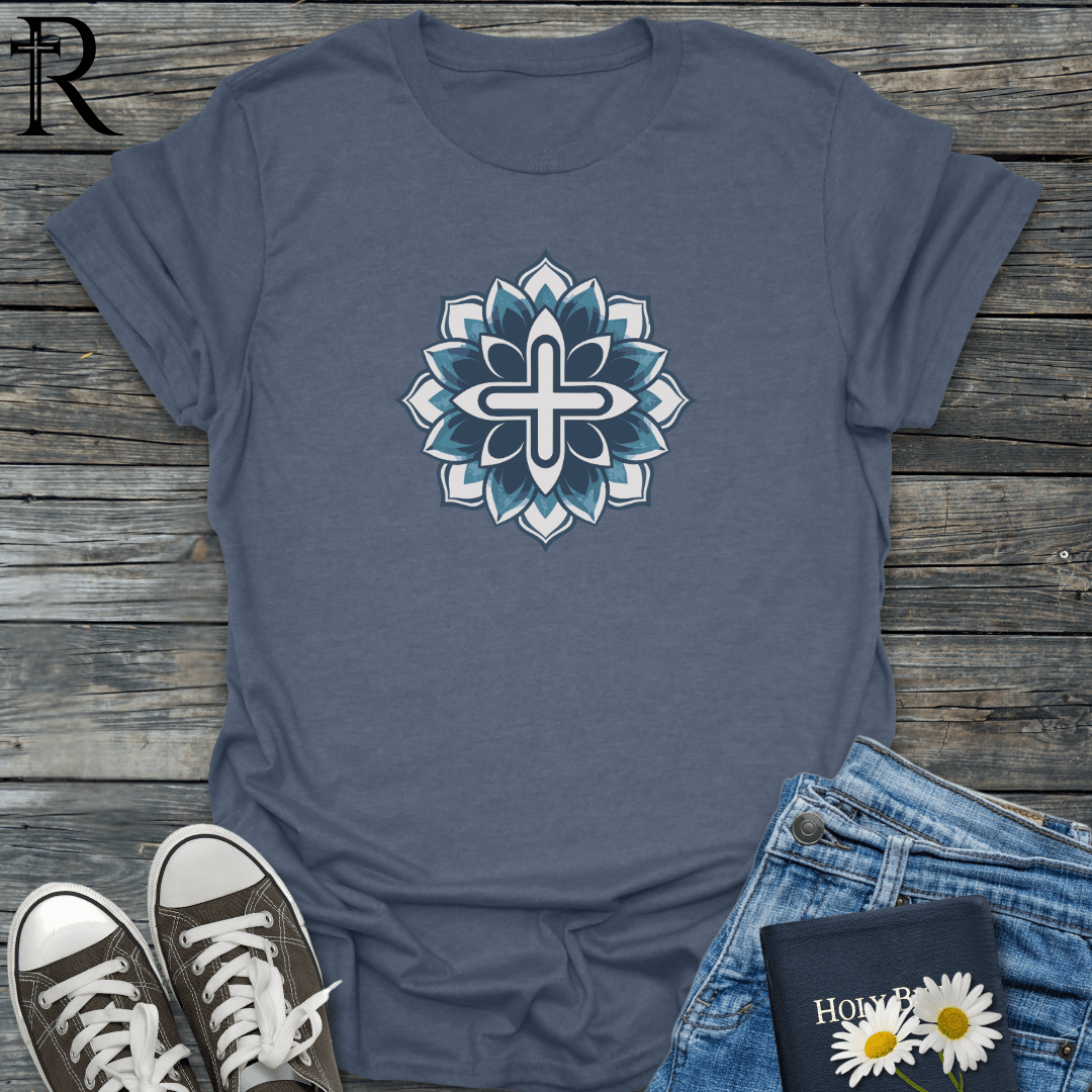 Cross in Mandala Flower - T-Shirt