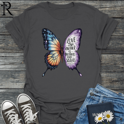 Love One Another as Brothers and Sisters - Butterfly - T-Shirt