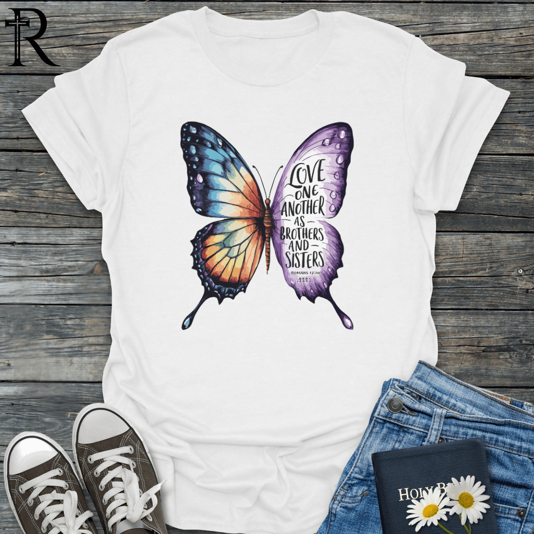 Love One Another as Brothers and Sisters - Butterfly - T-Shirt