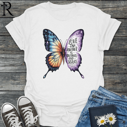 Love One Another as Brothers and Sisters - Butterfly - T-Shirt