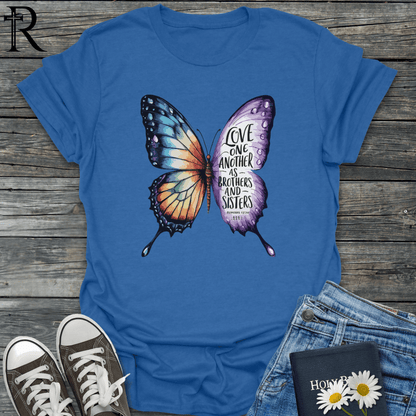 Love One Another as Brothers and Sisters - Butterfly - T-Shirt