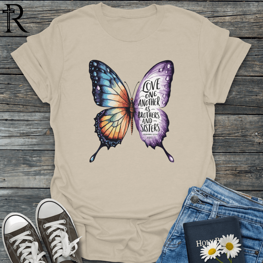 Love One Another as Brothers and Sisters - Butterfly - T-Shirt