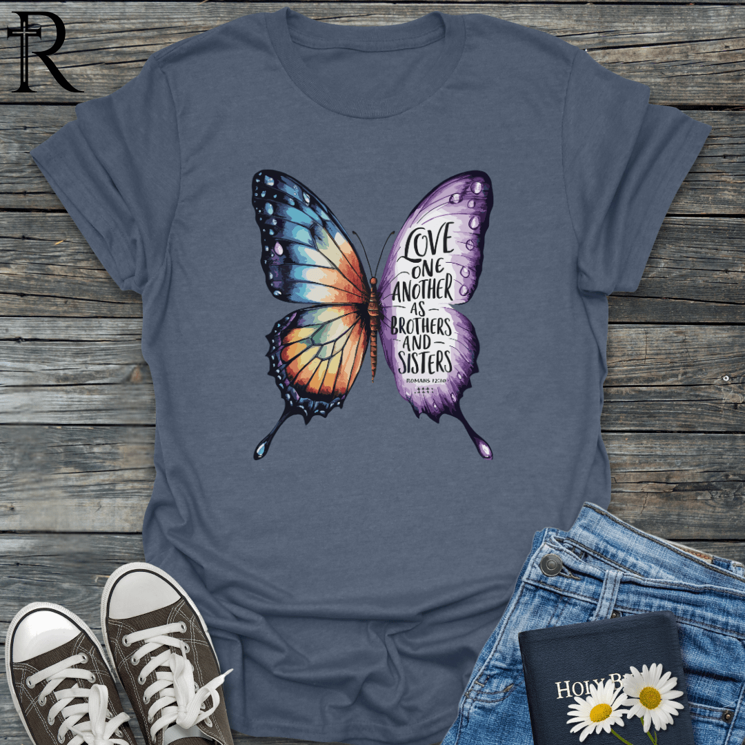 Love One Another as Brothers and Sisters - Butterfly - T-Shirt