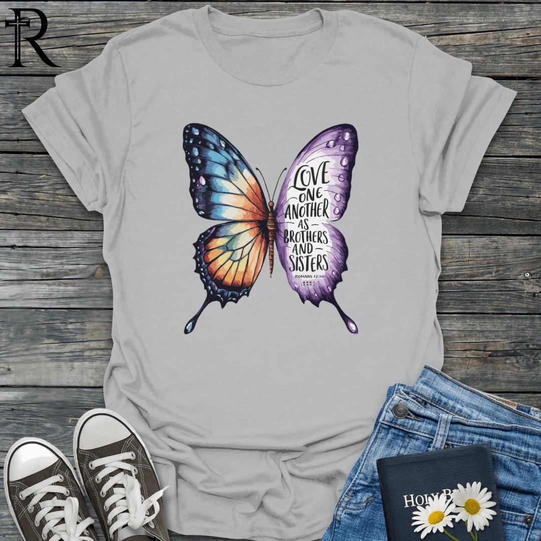 Love One Another as Brothers and Sisters - Butterfly - T-Shirt