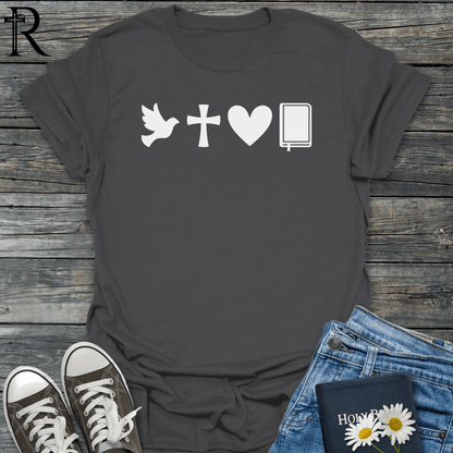 Dove Cross Heart Bible - Symbols - T-Shirt