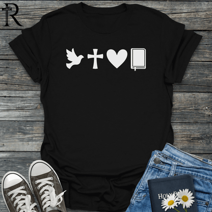 Dove Cross Heart Bible - Symbols - T-Shirt