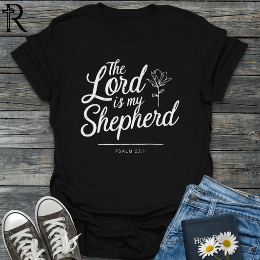 The Lord is My Shepherd - LineArt Flower - T-Shirt