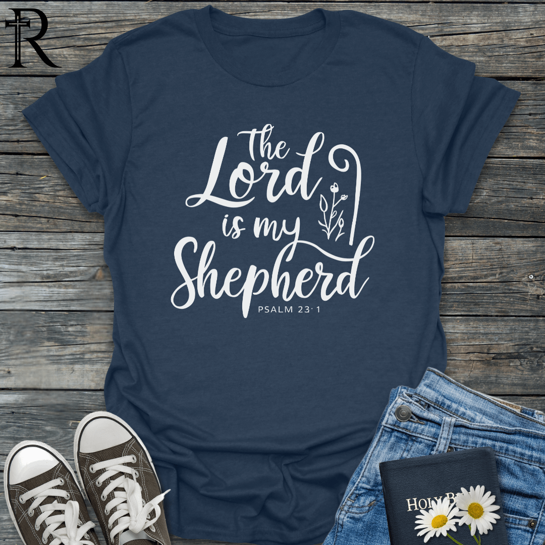 The Lord is my Shepherd - Flower & Staff - T-Shirt