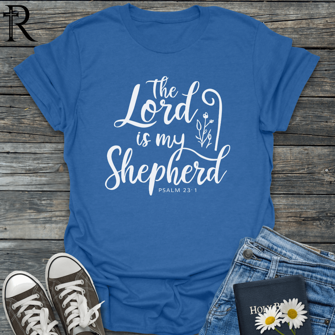 The Lord is my Shepherd - Flower & Staff - T-Shirt