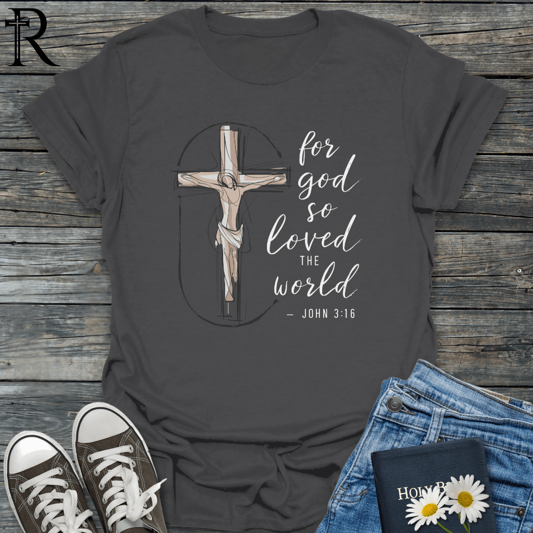 For God So Loved the World - Vitruvian Man Crucifix - T-Shirt