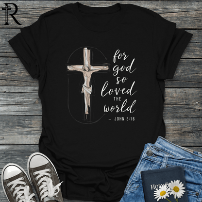 For God So Loved the World - Vitruvian Man Crucifix - T-Shirt