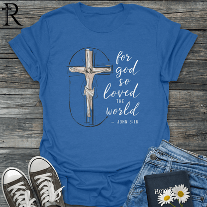 For God So Loved the World - Vitruvian Man Crucifix - T-Shirt