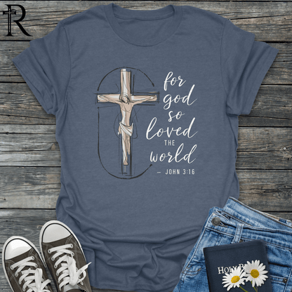 For God So Loved the World - Vitruvian Man Crucifix - T-Shirt